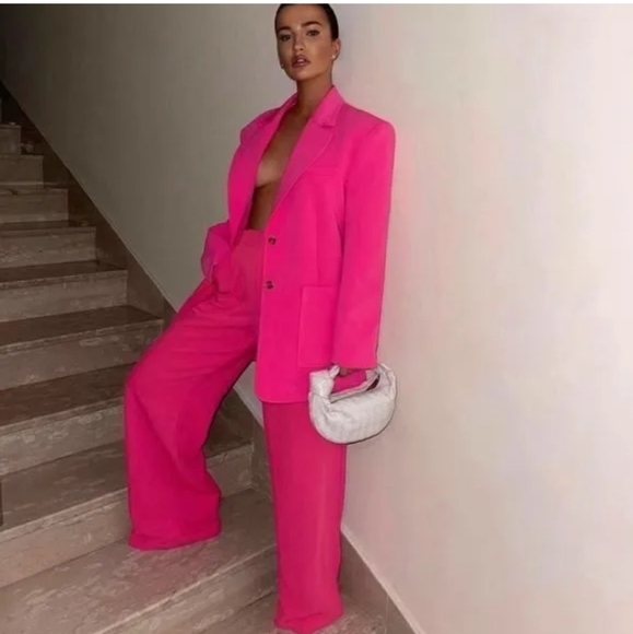 Zara Pants & Jumpsuits Zara Full Length Wide Pants Pink Poshmark